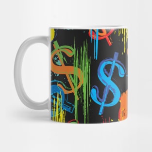 Money neon pattern with US dollar sign. Mug